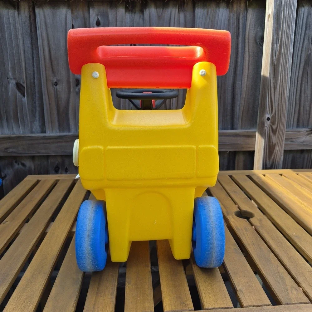 Vintage  Little Tikes yellow race car Ride On Push Toy Roadster Made In USA